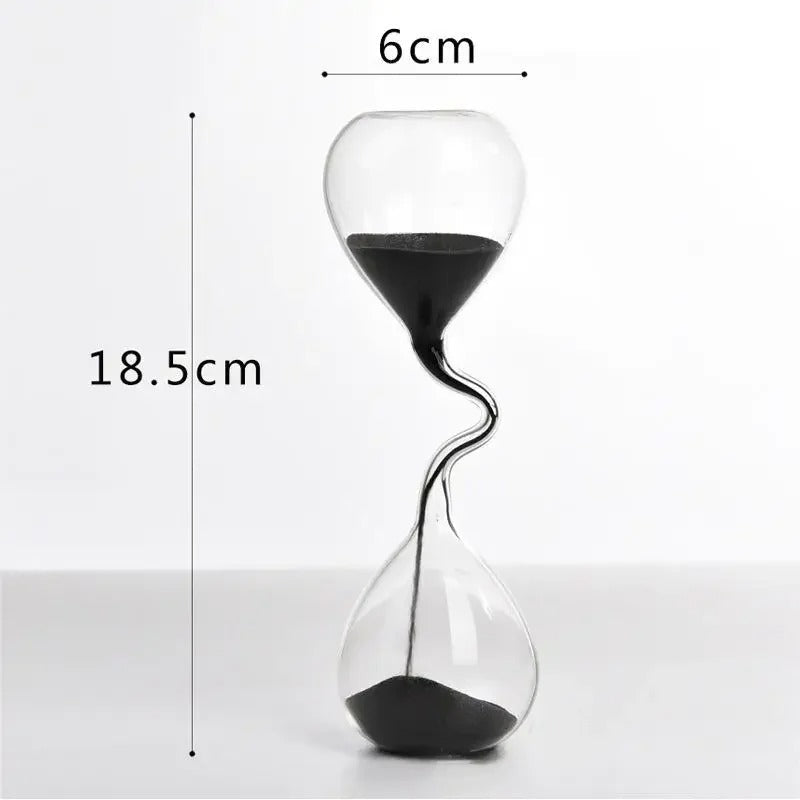 TimeWave - Elegant buet timeglas med flydende sort sand