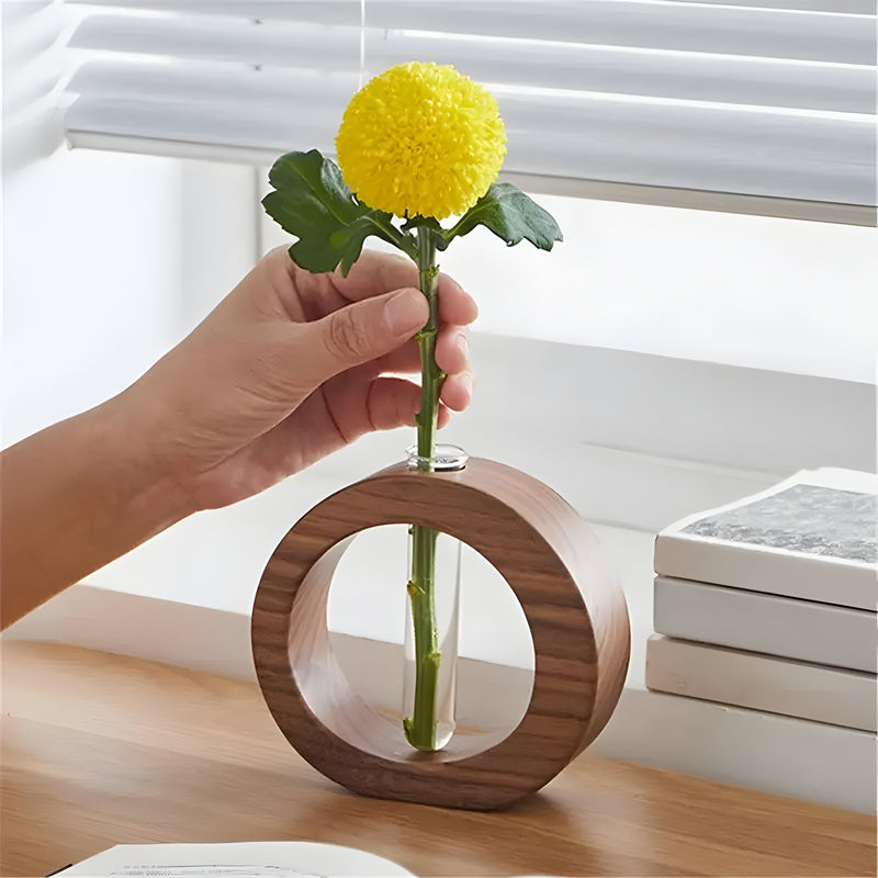 VerdantWood – Elegant dekorativ vase til hydroponiske planter og blomster