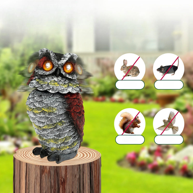 NightGlare – Solcelledrevet uglefigur med automatisk belysning til haveatmosfære
