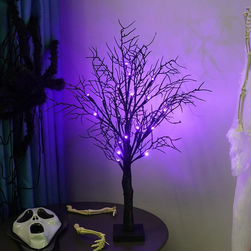 SpookGlow – LED Halloween-trælampe med sort grenmønster