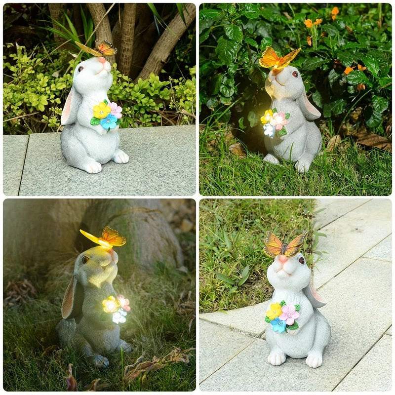 BunnyGlow – Solcelledrevet kaninstatue LED-lys til magisk udendørs stemning