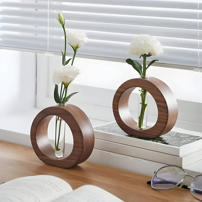 VerdantWood – Elegant dekorativ vase til hydroponiske planter og blomster