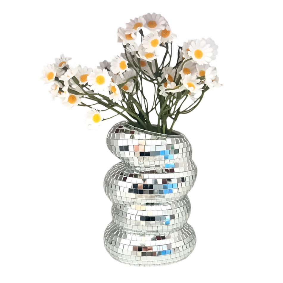 ShineGlint – Mosaikglasvase med spejlfliser og discokugle-finish