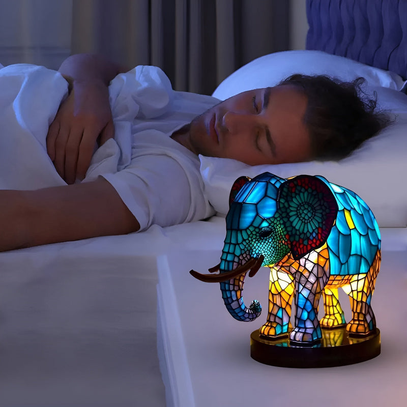 MythGlow – Bordlampe med dyremotiv, blødt lys og magisk design med drage eller elefant