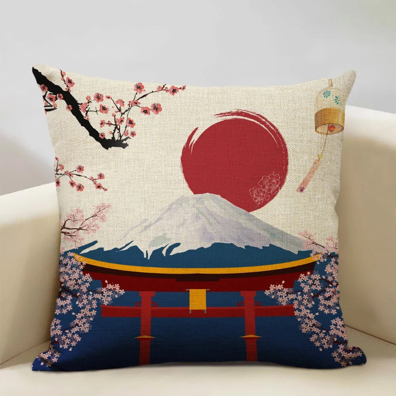 FujiVista – Pudebetræk med Ukiyo-e Mount Fuji-design til kunstnerisk boligindretning