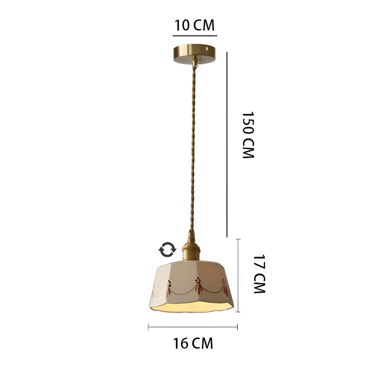 ZenAura - Elegant pendellampe med klassisk mønstret keramisk design