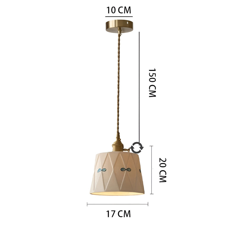 ZenAura - Elegant pendellampe med klassisk mønstret keramisk design
