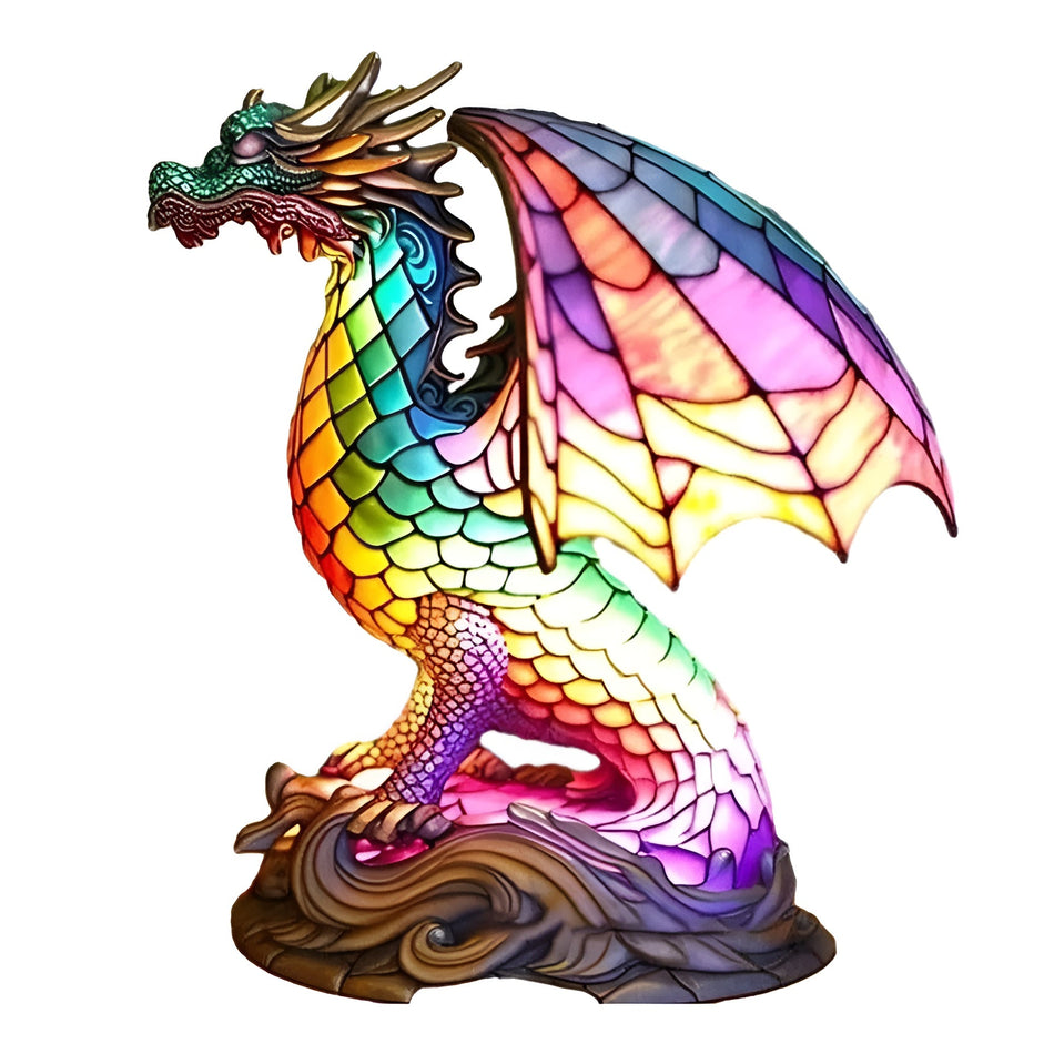 MythGlow – Bordlampe med dyremotiv, blødt lys og magisk design med drage eller elefant