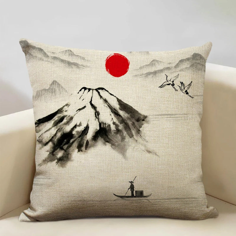 FujiVista – Pudebetræk med Ukiyo-e Mount Fuji-design til kunstnerisk boligindretning