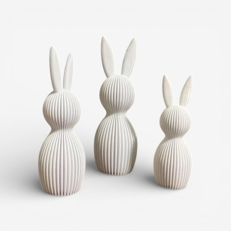BunnyAura - 3 Dele Kanininspireret Dekorativt Statuette Sæt