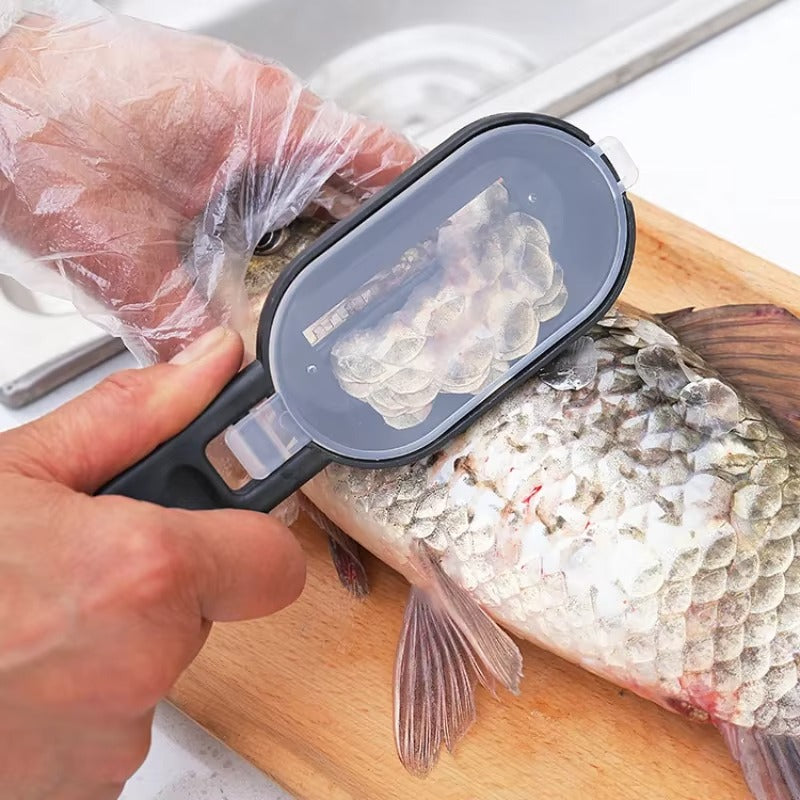 KitchenNest – Fiskeskælfjerner med Stænkskærm og Rustfrit Stålblad