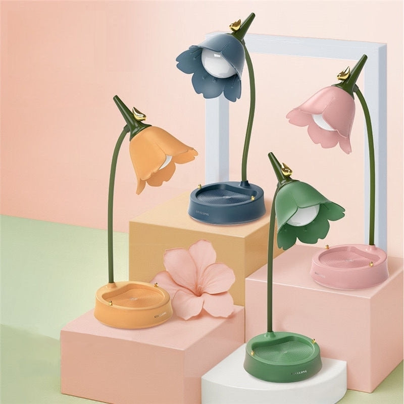 LumaPetal – Blomsterformet bordlampe med berøringsbetjening og bærbar lys i bløde pastelfarver
