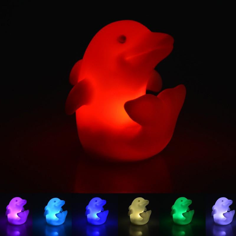 AuraGlow - Flerfarvet delfin LED-lampe med 7 farveskiftende tilstande og blød glød