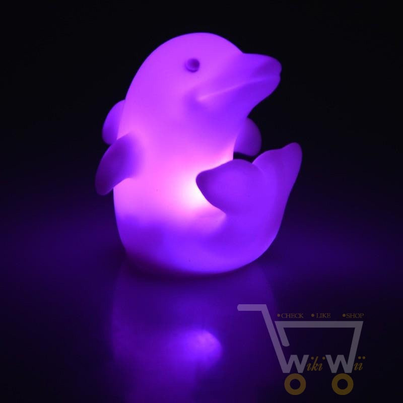 AuraGlow - Flerfarvet delfin LED-lampe med 7 farveskiftende tilstande og blød glød