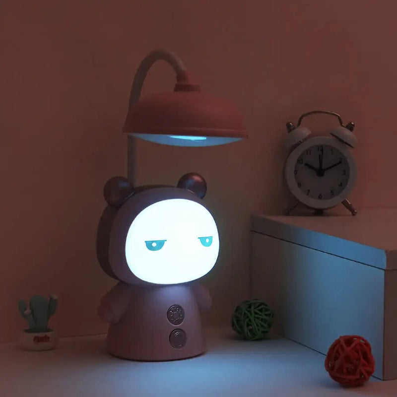 LumiBuddy - Legesyg LED-bordlampe i tegneseriestil med blødt lys og USB-genopladelig ladning