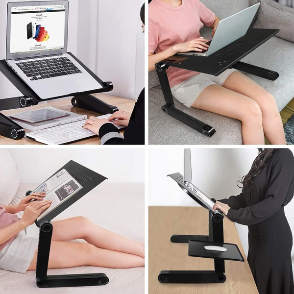 FlexStand – Justerbar ergonomisk laptop-stativ med 360° roterende ben og køleventiler
