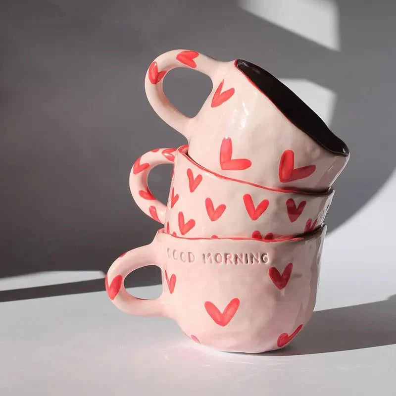 HeartMug - Elegant Kærlighedshjerte Krus til Par at Nyde Hyggekaffe