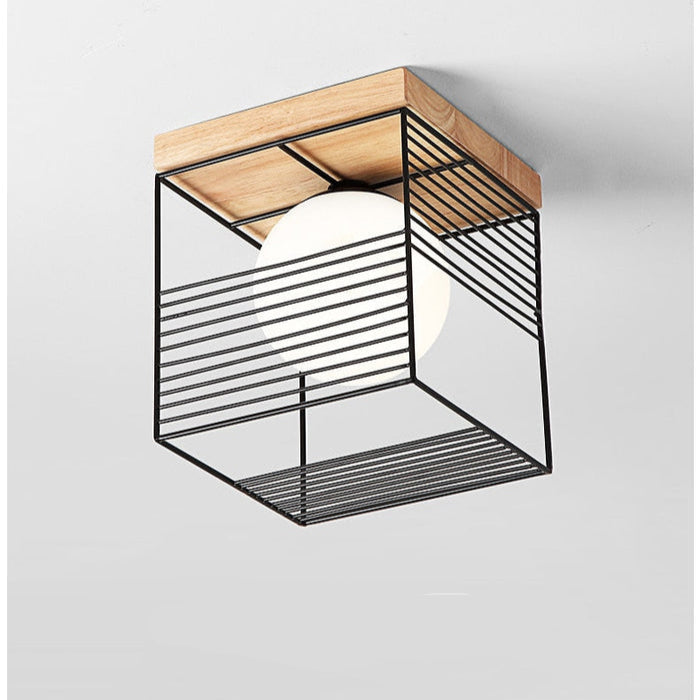 SquareGlow – Moderne geometrisk loftslampe med sfærisk pære til moderne hjem
