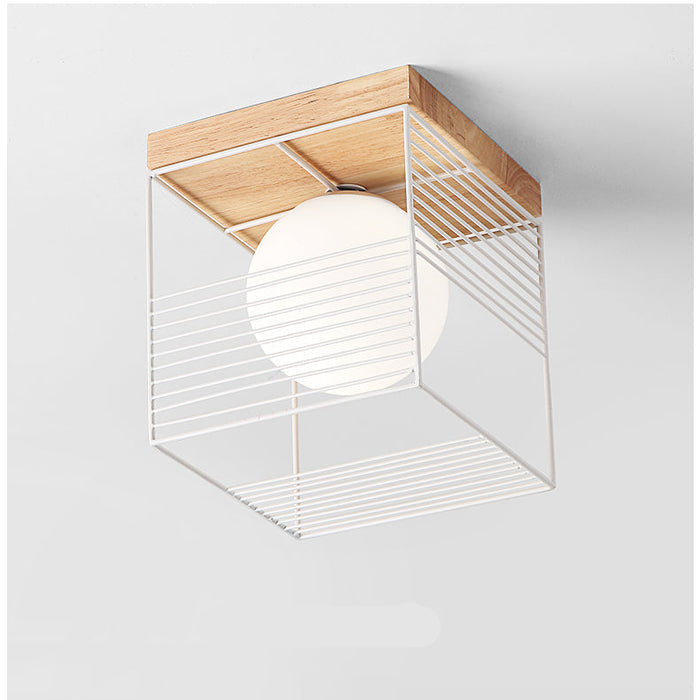 SquareGlow – Moderne geometrisk loftslampe med sfærisk pære til moderne hjem