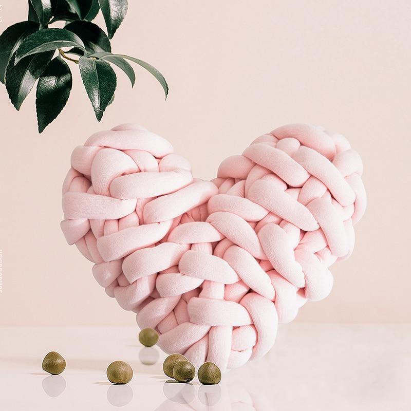 LoveKnit - Valentine Heart Chunky Twist Throw Pillow