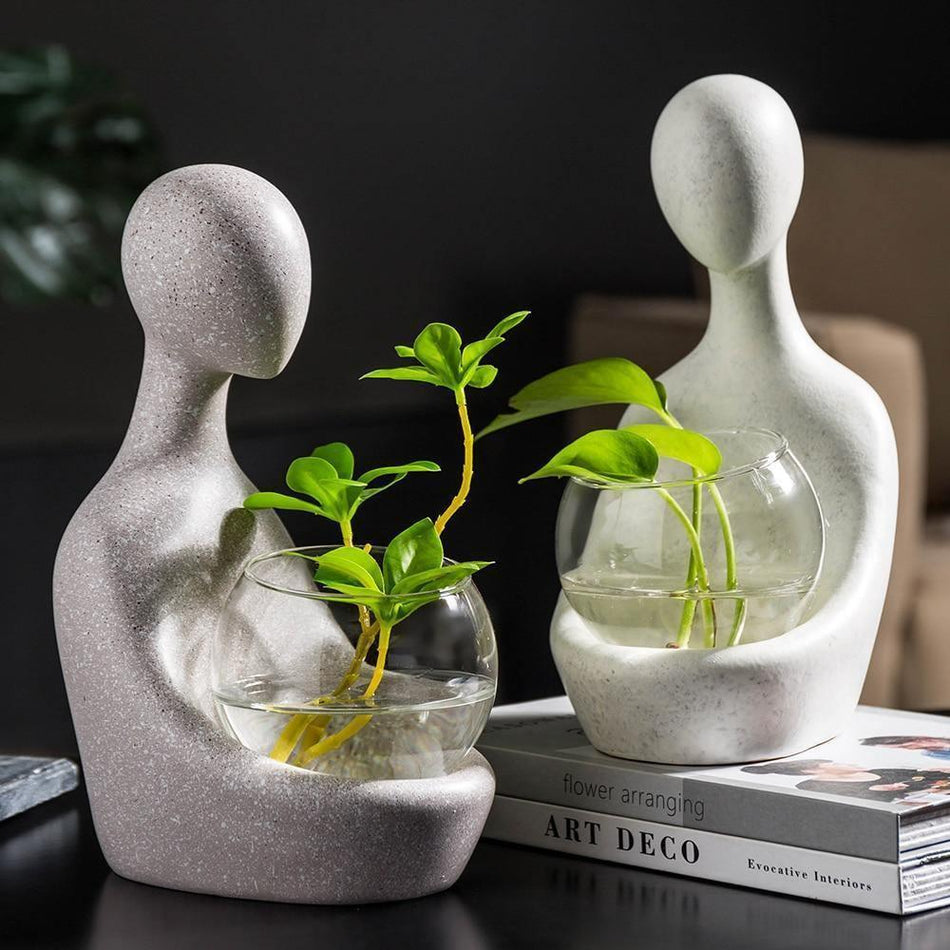 GlowRoot – Moderne klar vase med hydroponisk planteudstilling