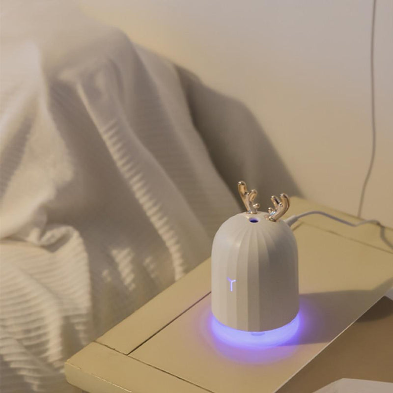 DeerGlow - Gevirformet luftfugter med blød, omgivende LED-belysning