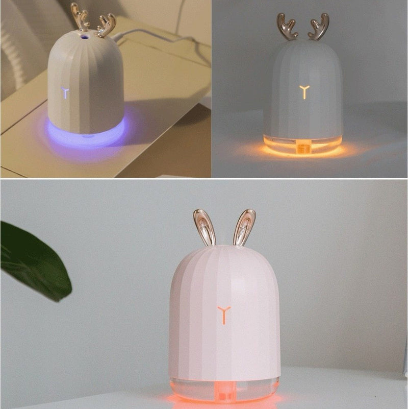 DeerGlow - Gevirformet luftfugter med blød, omgivende LED-belysning