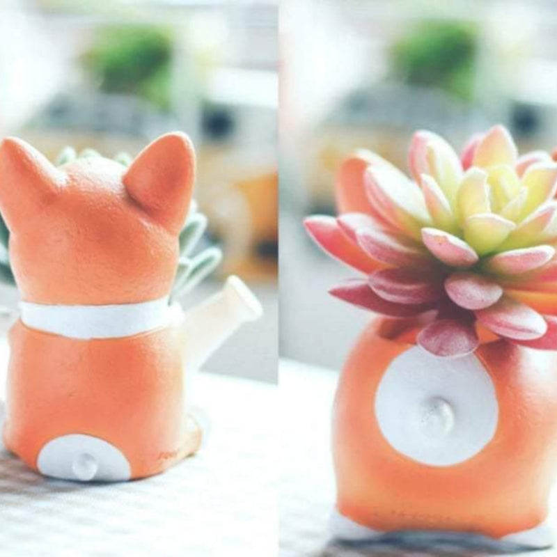 PlantCharm – Resin Corgi Mini-blomsterpotte til hunde til finurlige planteudstillinger