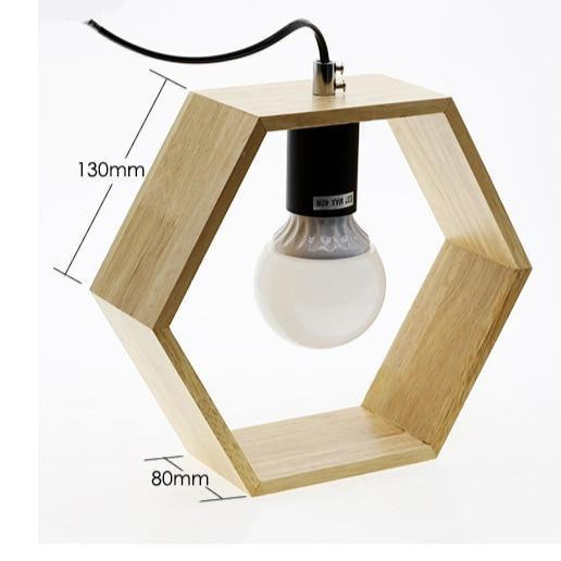 GeoGlow - Moderne skrivebordslampe i træ med LED til varm omgivelsesbelysning