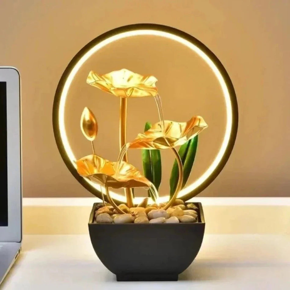 GlowStream - Oplyst bordfontæne med beroligende vandgennemstrømning og elegant design