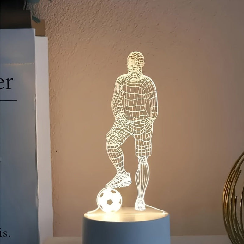GlowKick - 3D LED-bordlampe med dynamisk fodboldspillerillusion