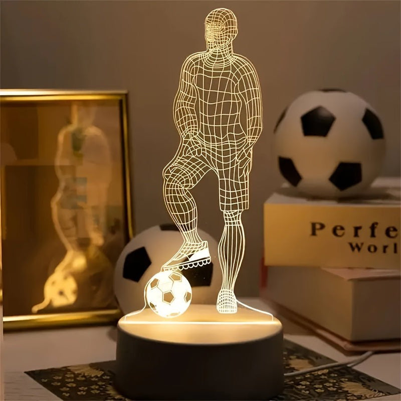 GlowKick - 3D LED-bordlampe med dynamisk fodboldspillerillusion