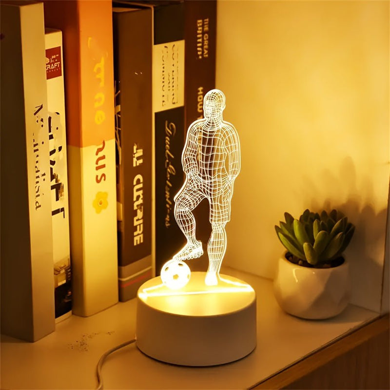 GlowKick - 3D LED-bordlampe med dynamisk fodboldspillerillusion