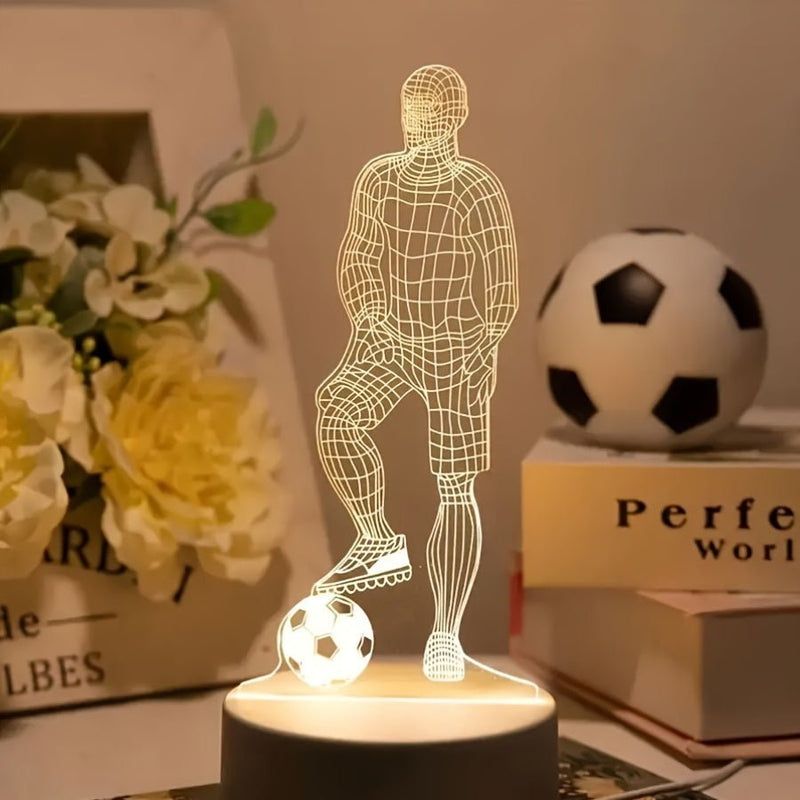 GlowKick - 3D LED-bordlampe med dynamisk fodboldspillerillusion
