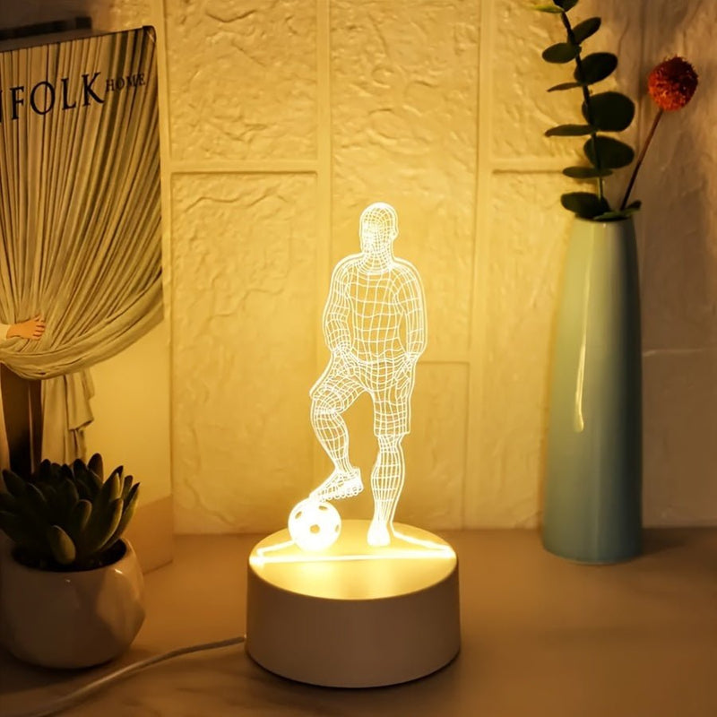 GlowKick - 3D LED-bordlampe med dynamisk fodboldspillerillusion