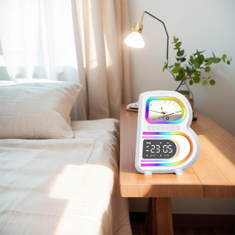 BeatGlow - Smart vækkeur med RGB-lys og trådløs højttaler