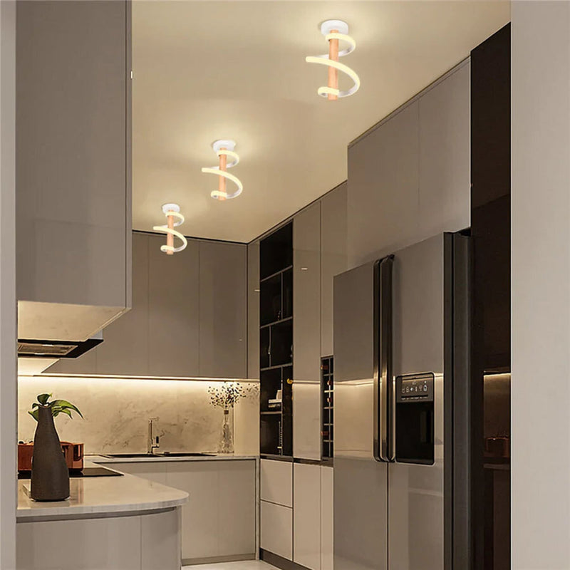 TwisterLux - Loftslampe med Elegant Buet Design og Varm Blød LED-Belysning