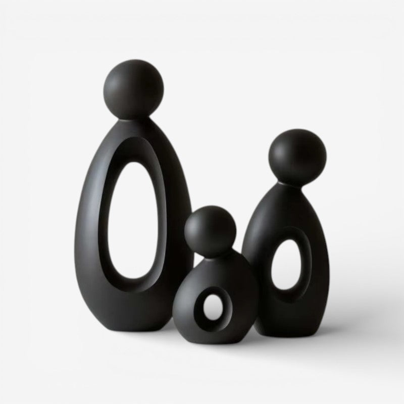 BondFigur - Dekorativ 3 delt Familiefigur Til Indendørs Brug