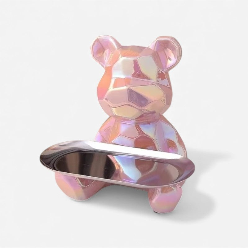 BearServe – Kreativ bjørnestatue med dekorativ bakkeholder-design