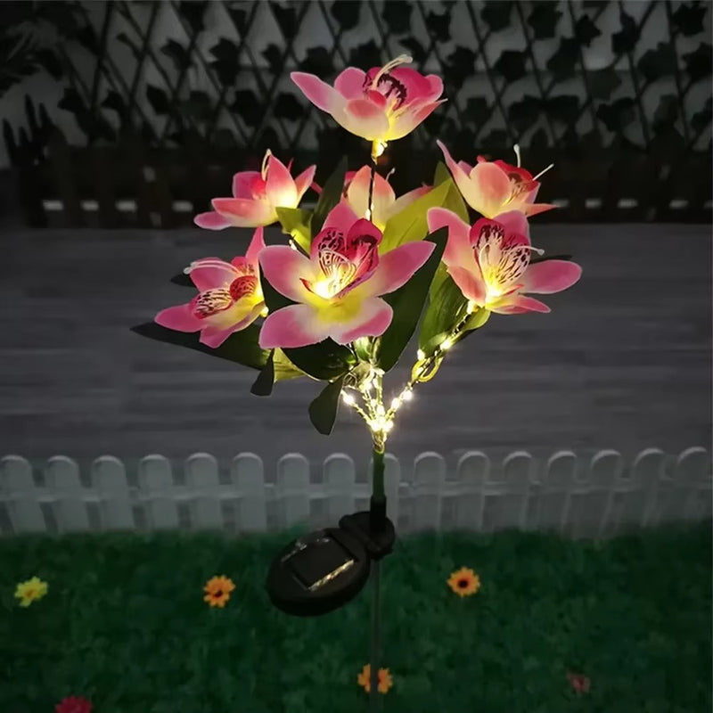 OrchidGlow – Solcelledrevet Orkidéhavelys med Farveskiftende LED’er