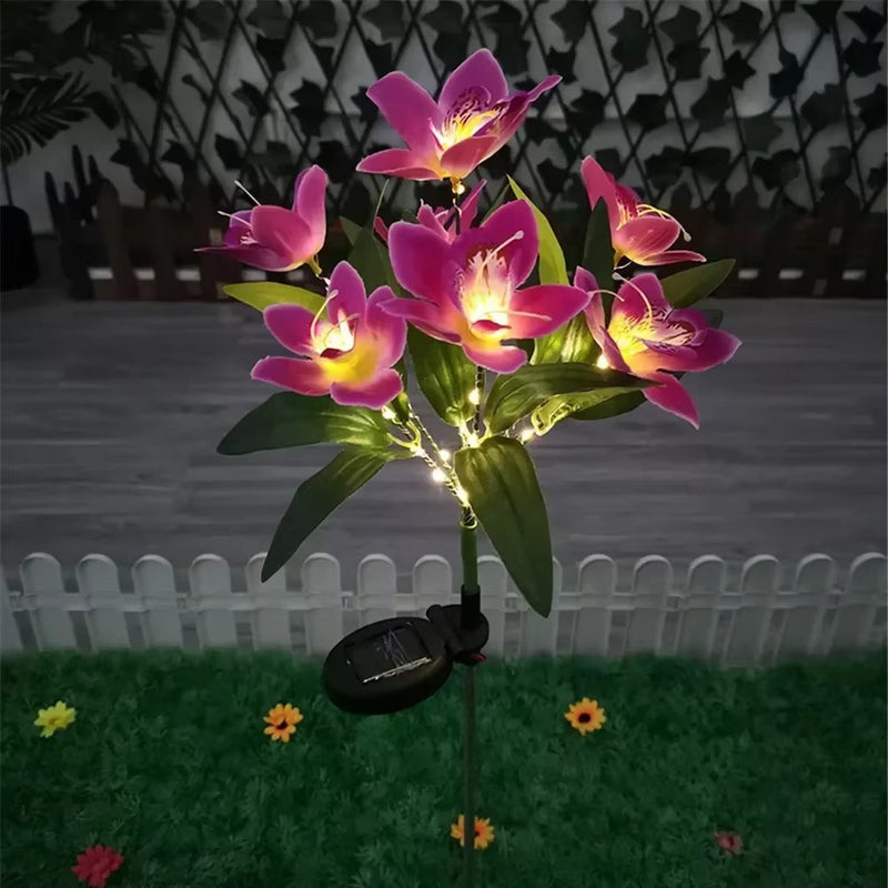 OrchidGlow – Solcelledrevet Orkidéhavelys med Farveskiftende LED’er