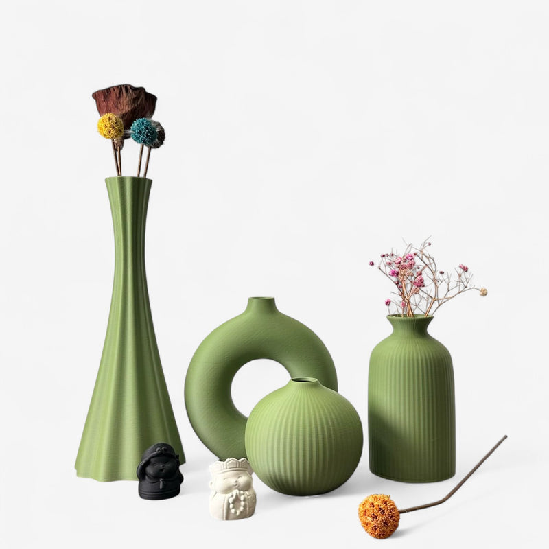 DecoHaven – Plastvasesæt med Buede Former og Mat Finish