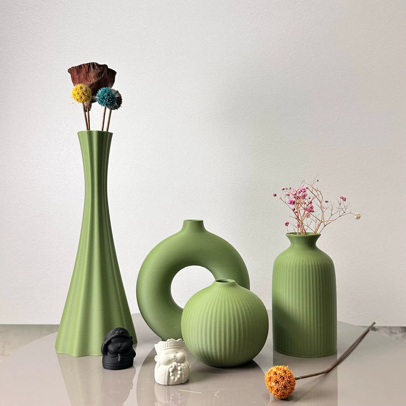 DecoHaven – Plastvasesæt med Buede Former og Mat Finish