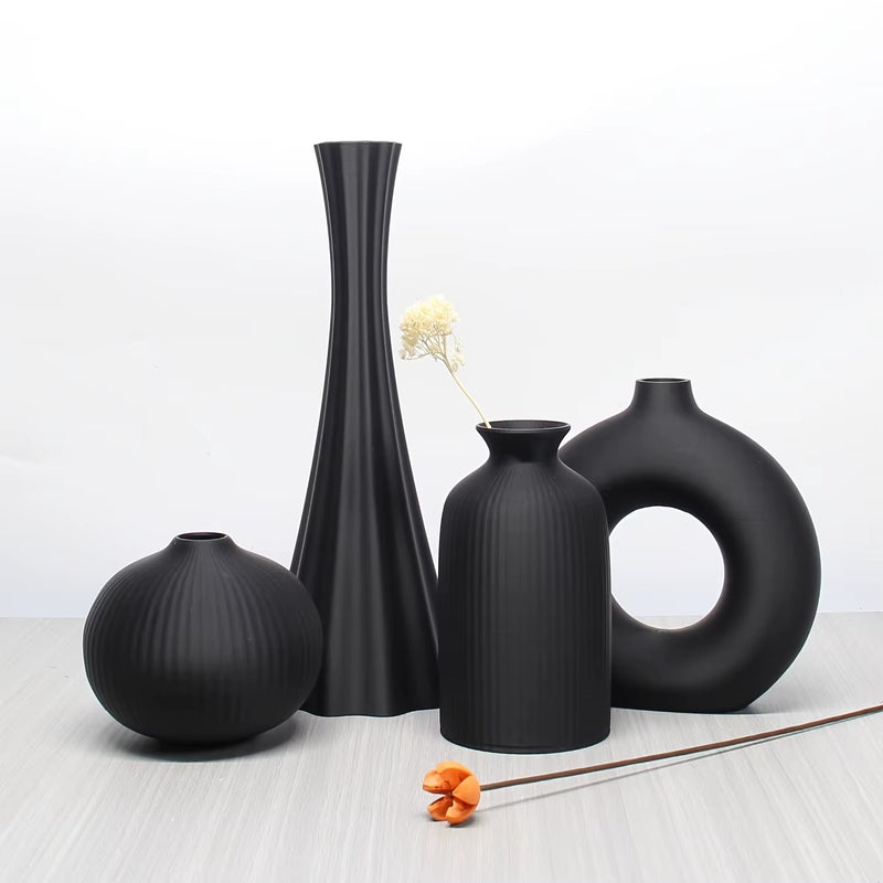 DecoHaven – Plastvasesæt med Buede Former og Mat Finish