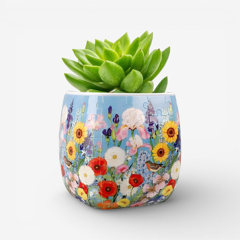 BuildBloom - Blomsterpotte i 3D Puslespilsstil til Indendørs Dekoration