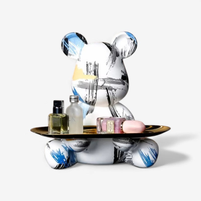 BearCraft - Graffiti Bear figur med bakke til dekorativ udstilling