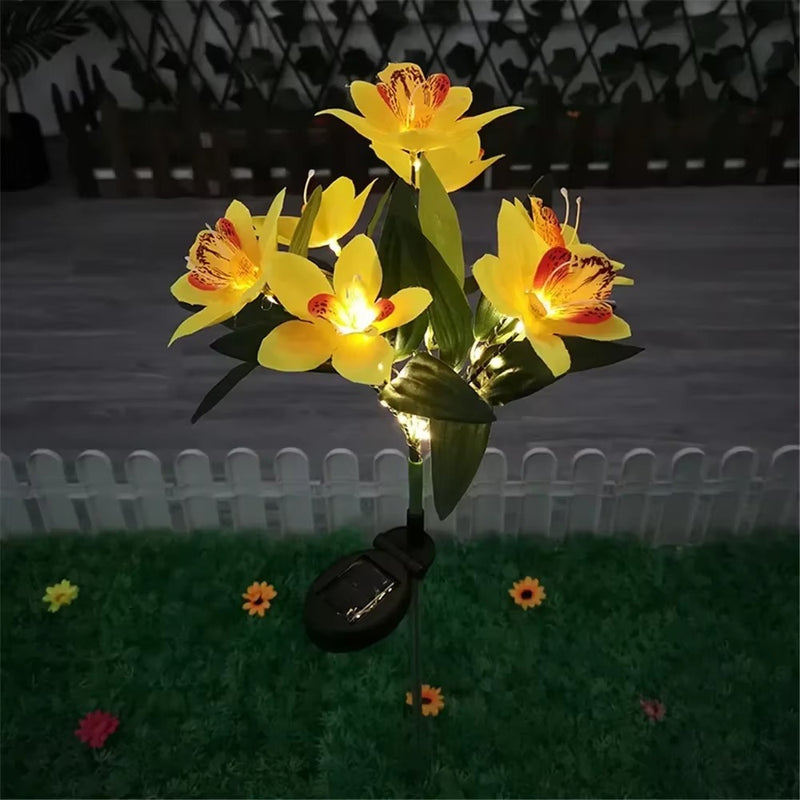 OrchidGlow – Solcelledrevet Orkidéhavelys med Farveskiftende LED’er