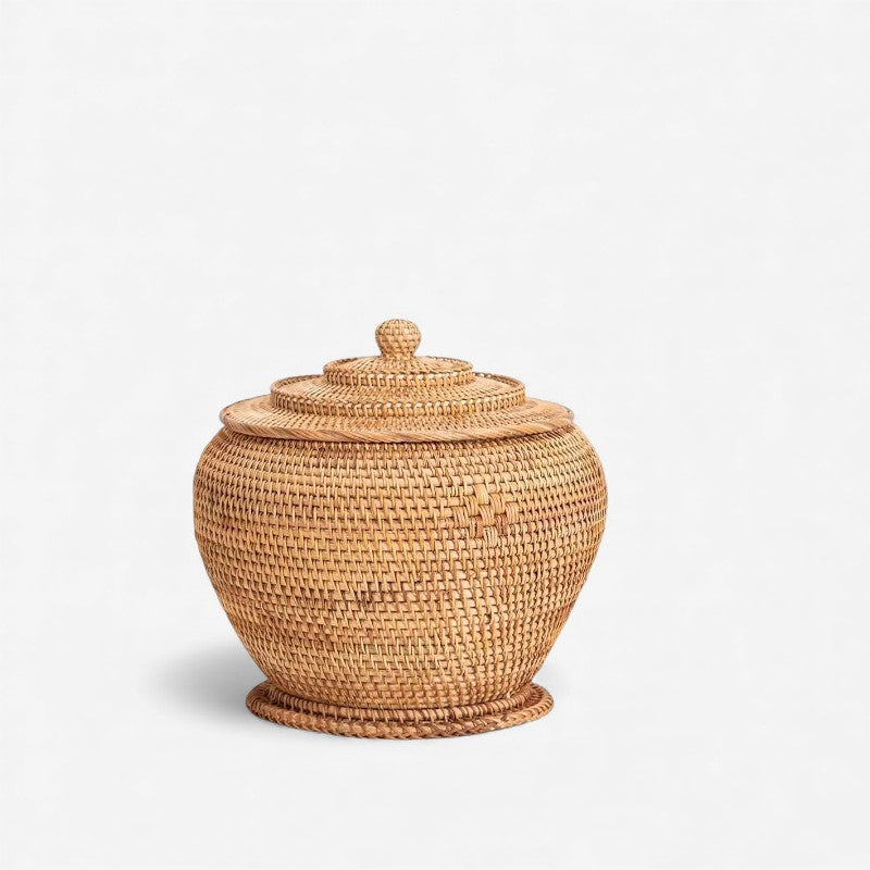 RattanNest – Rattan Kurv med Rund Form og Låg