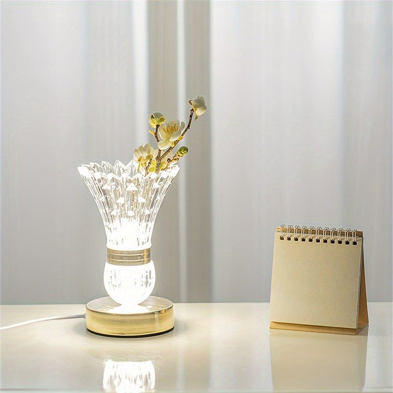 LumiVase - Elegant krystal LED-bordlampe med dæmpbar omgivende belysning