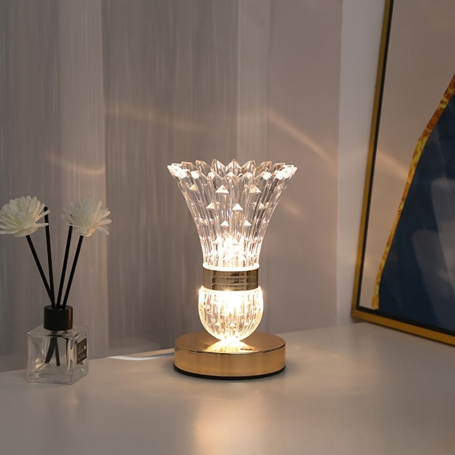 LumiVase - Elegant krystal LED-bordlampe med dæmpbar omgivende belysning